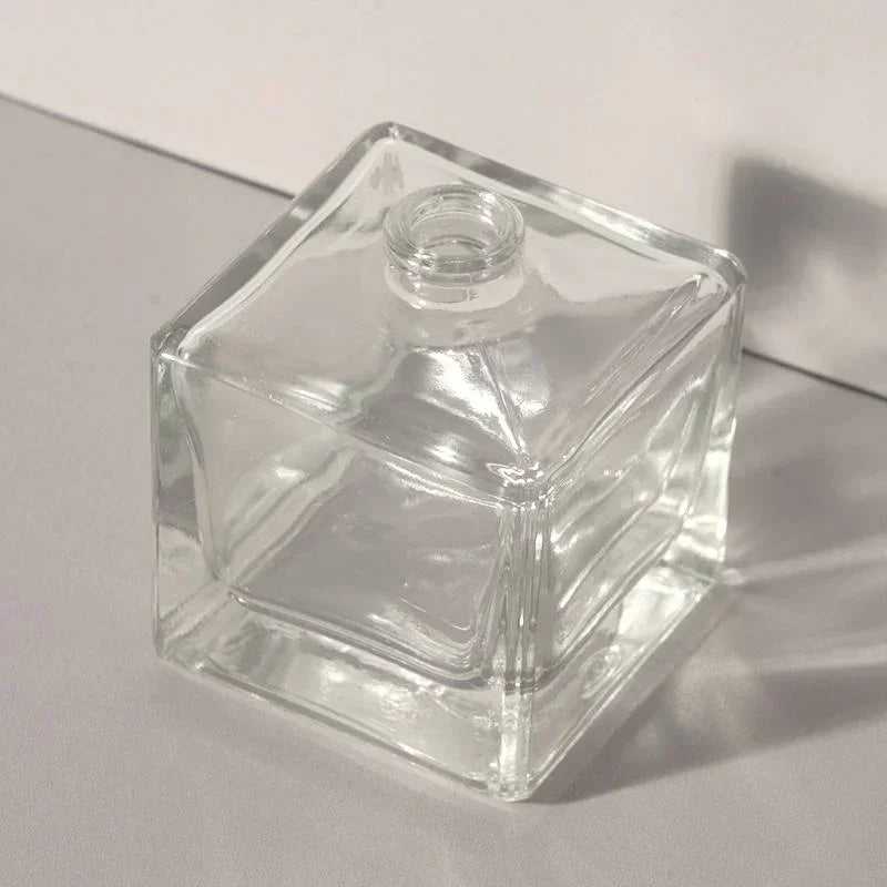 50ml Perfume Bottles - Cube + Silver Top, Bulk Glass Perfume Bottles