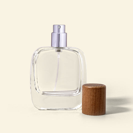 Vertex 50ml Perfume Bottle set with Silver Spray &  Walnut wood Top